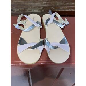 Nordstrom Metallic/ Beige Strappy Flat Sandals Women's Size 4 M Boho Beachy